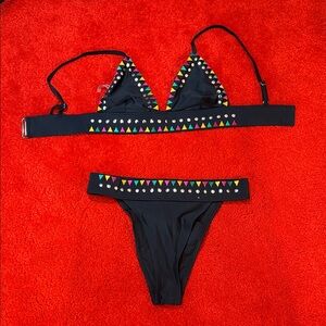 Forever 21 Black Bikini with Vibrant Accents